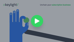 keylight subscription business platform video introduction with play button and hand gesture illustration